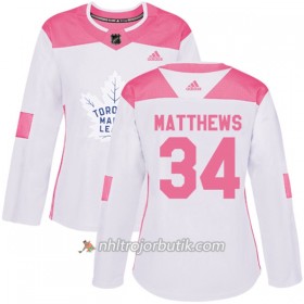 Dame Ishockey Toronto Maple Leafs Tröja Auston Matthews 34 Adidas 2017-2018 Vit Rosa Fashion Authentic